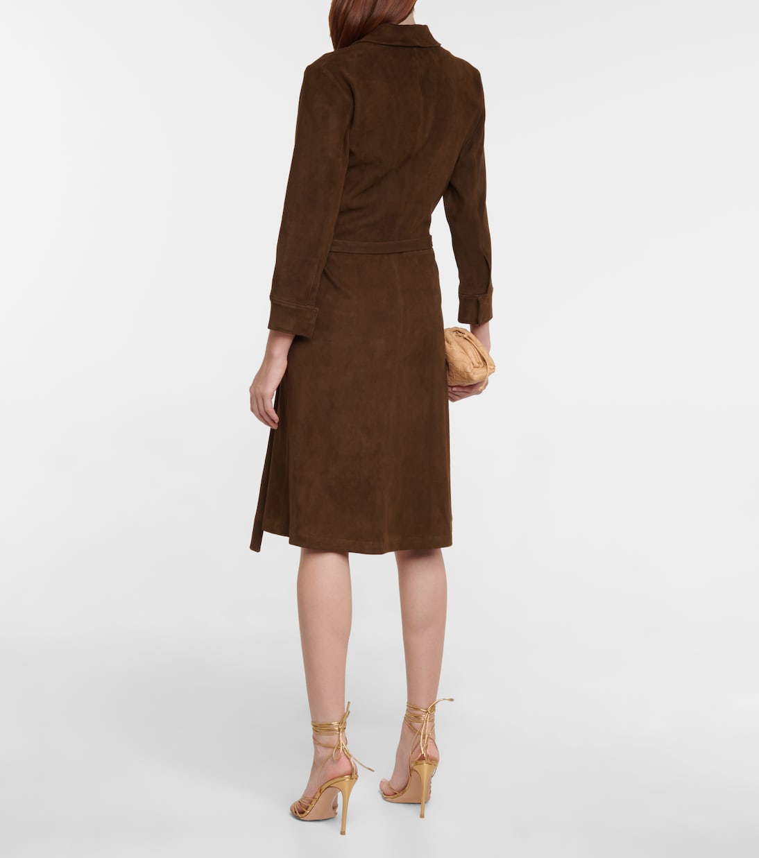 Robe portefeuille midi Ross en daim | Stouls