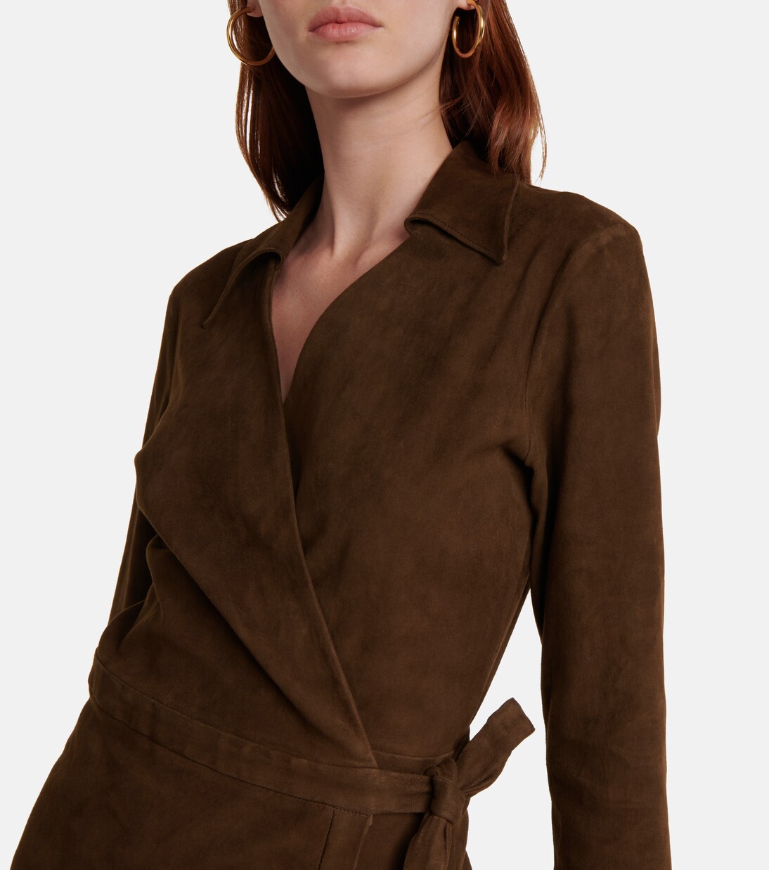 Robe portefeuille midi Ross en daim | Stouls