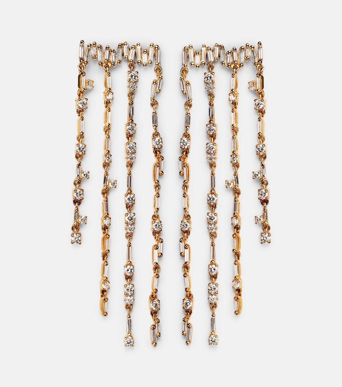Pendientes con flecos de oro de 18 ct con diamantes | Suzanne Kalan