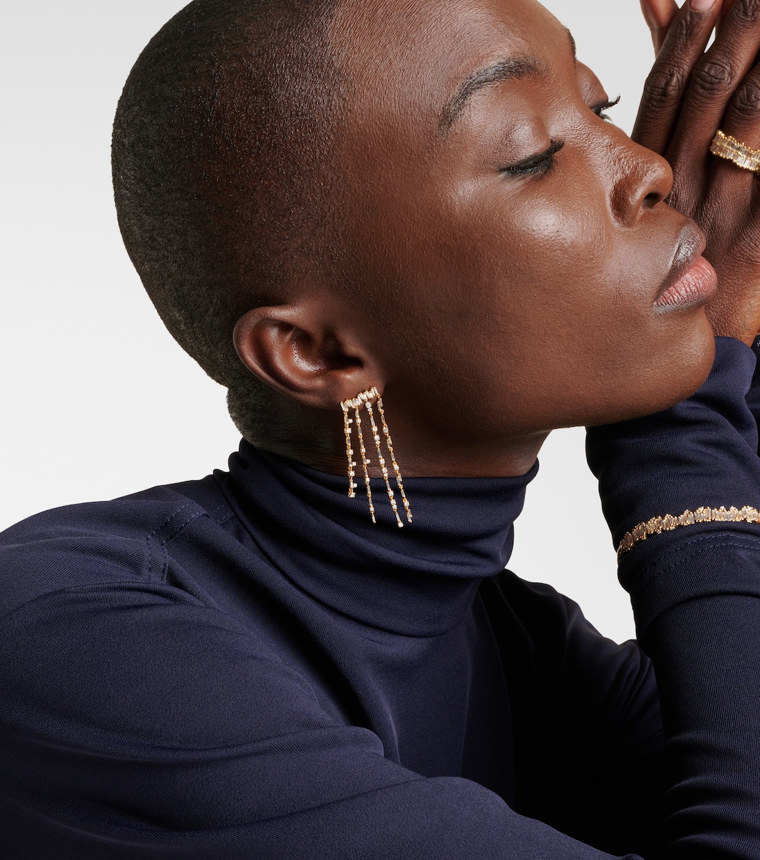 Pendientes con flecos de oro de 18 ct con diamantes | Suzanne Kalan