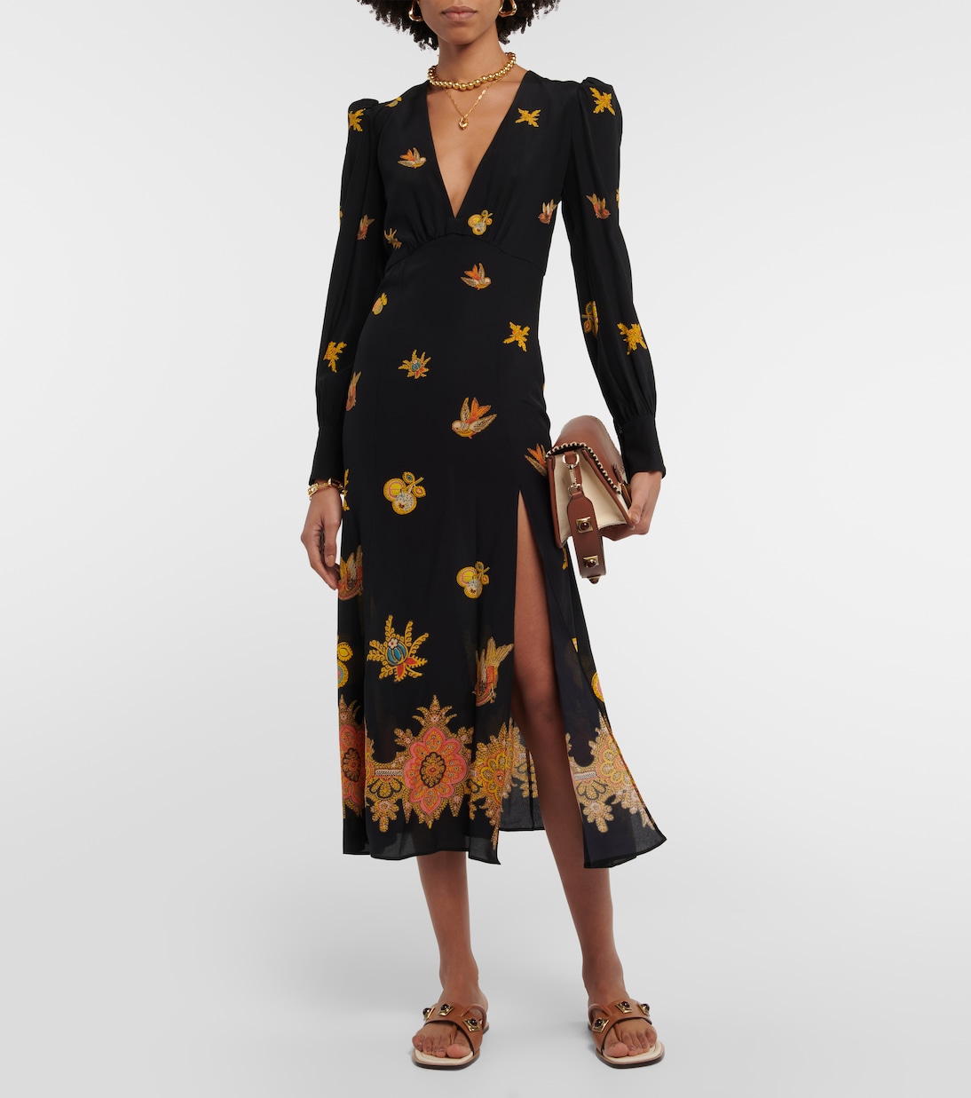 Printed silk crêpe de chine midi dress | Etro