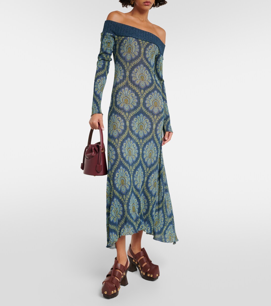 Bedrucktes Off-Shoulder-Midikleid | Etro