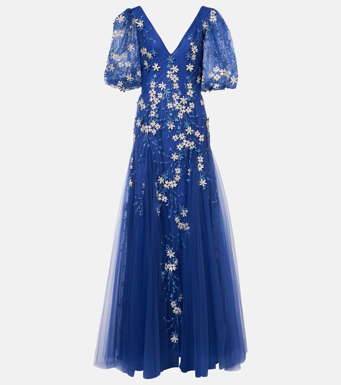 Robe longue en tulle à fleurs | Costarellos