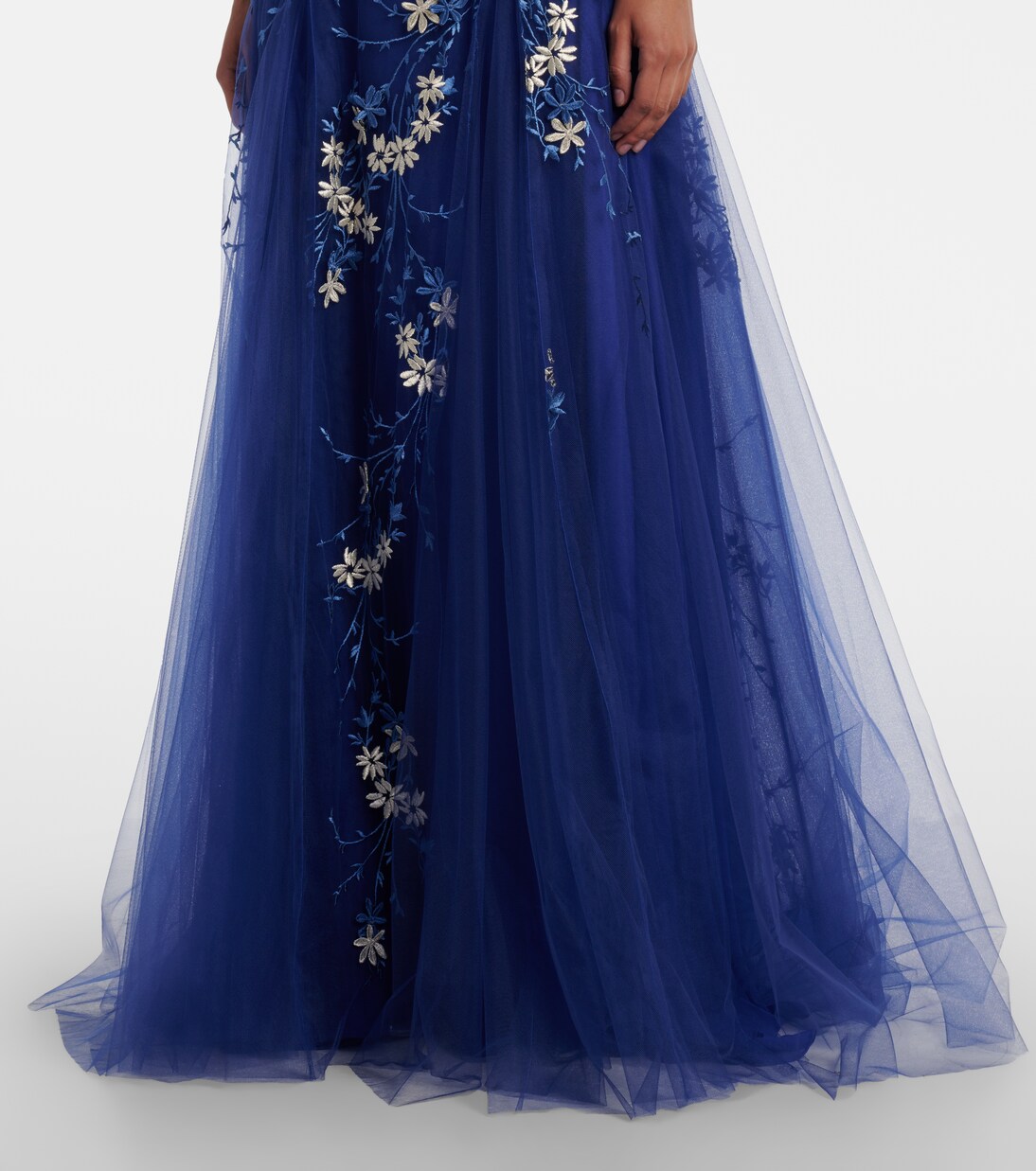 Robe longue en tulle à fleurs | Costarellos