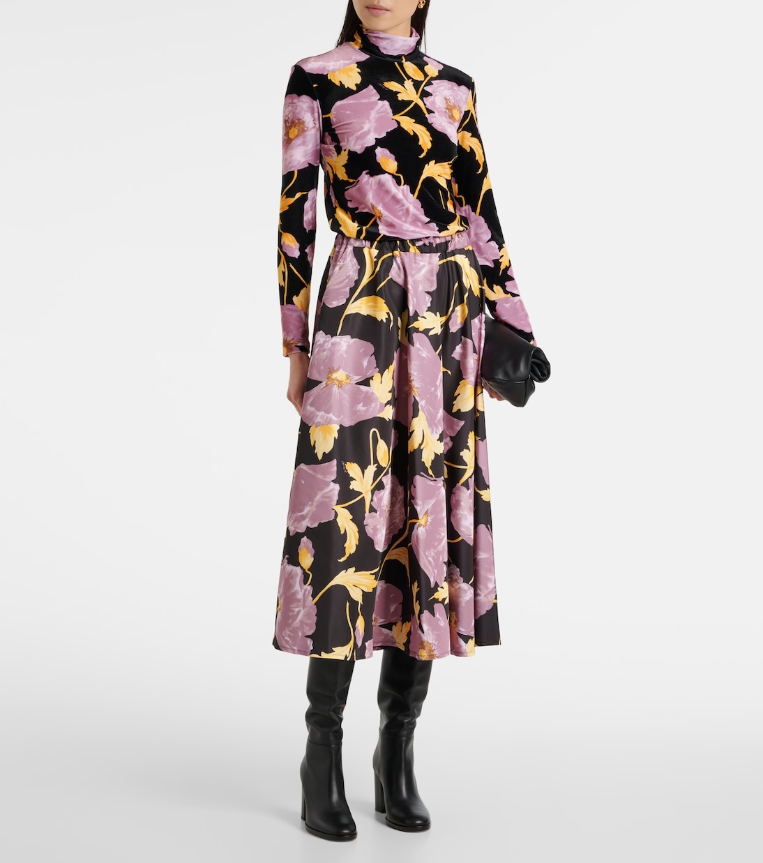 Bedruckter Midirock Sylph aus Faille | La DoubleJ