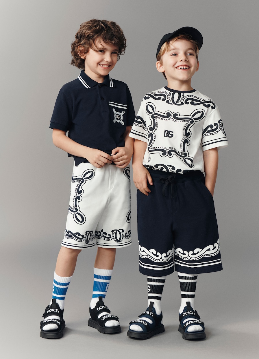 Bandana cotton piqué shorts | Dolce&Gabbana Kids