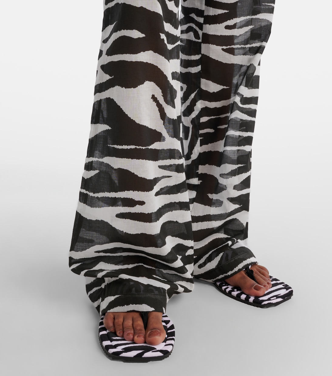 Zebra-print cotton muslin wide-leg pants | The Attico