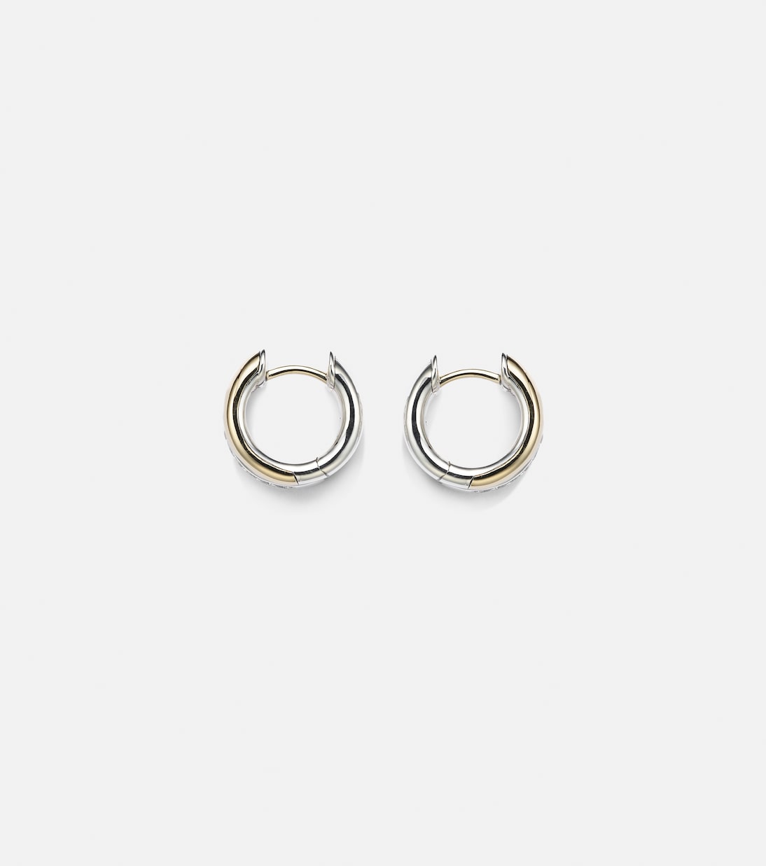 DY Mercer® sterling silver and 18kt gold huggie earrings with diamonds | David Yurman