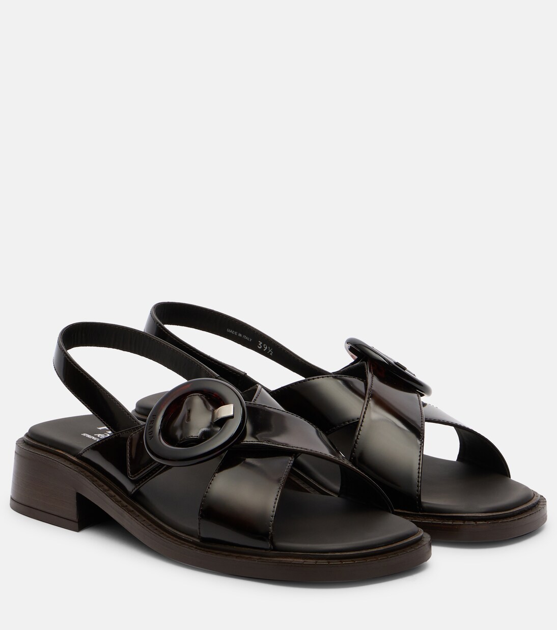 Leather slingback sandals | Prada