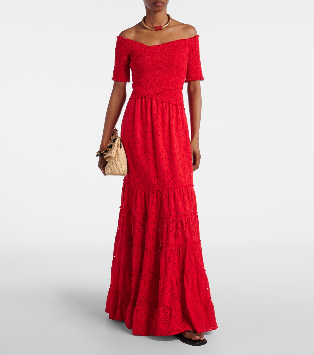 Robe longue Soledad en coton à fleurs | Poupette St Barth