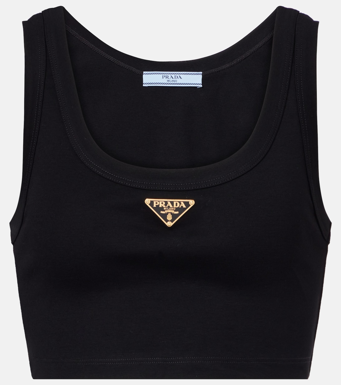 Logo cotton crop top | Prada