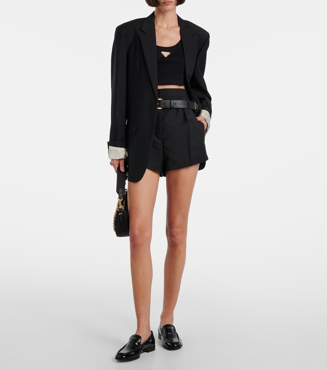 Logo cotton crop top | Prada