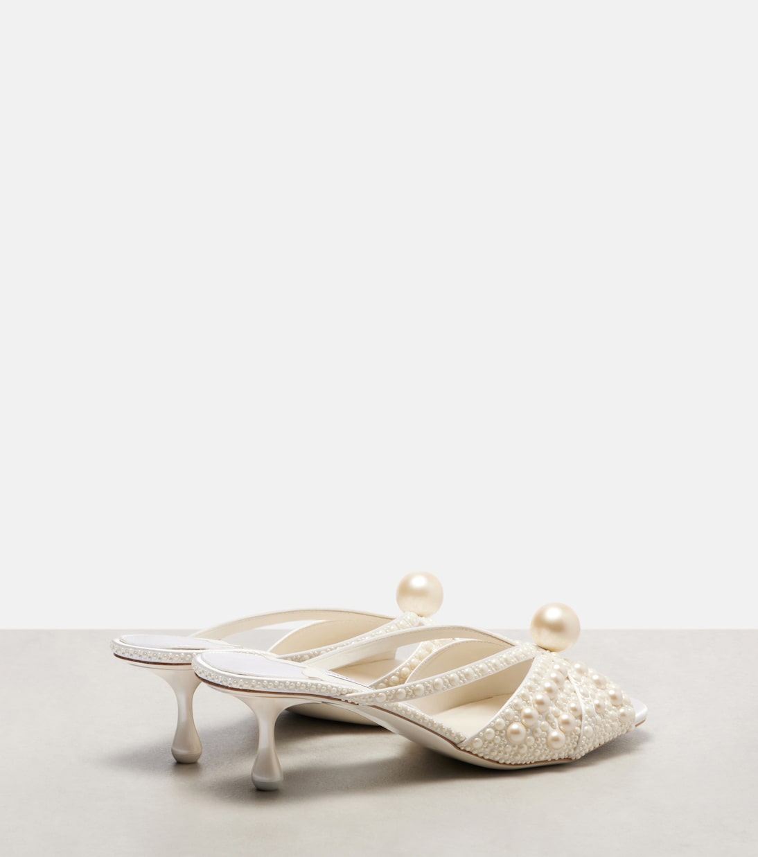 Verzierte Pantoletten Siva 50 aus Satin | Jimmy Choo