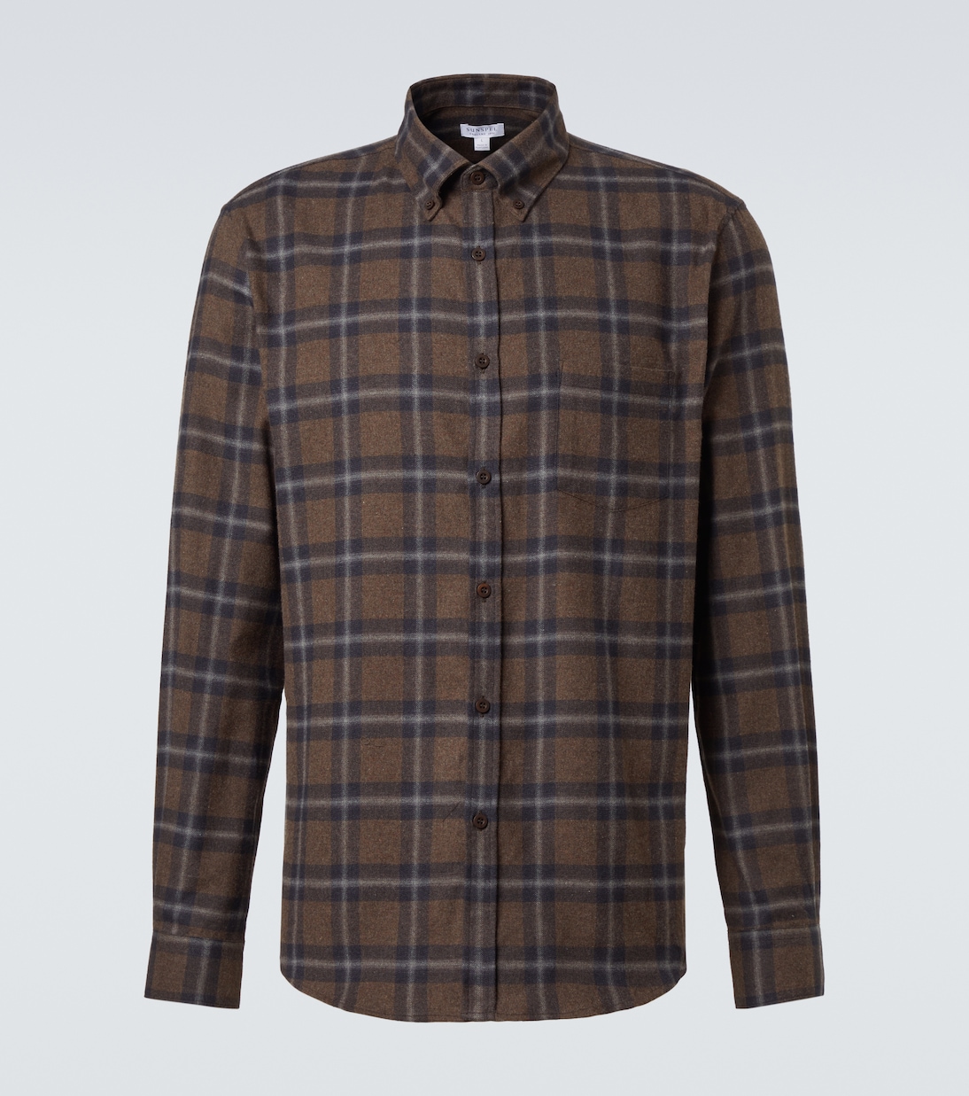 Checked cotton flannel shirt | Sunspel
