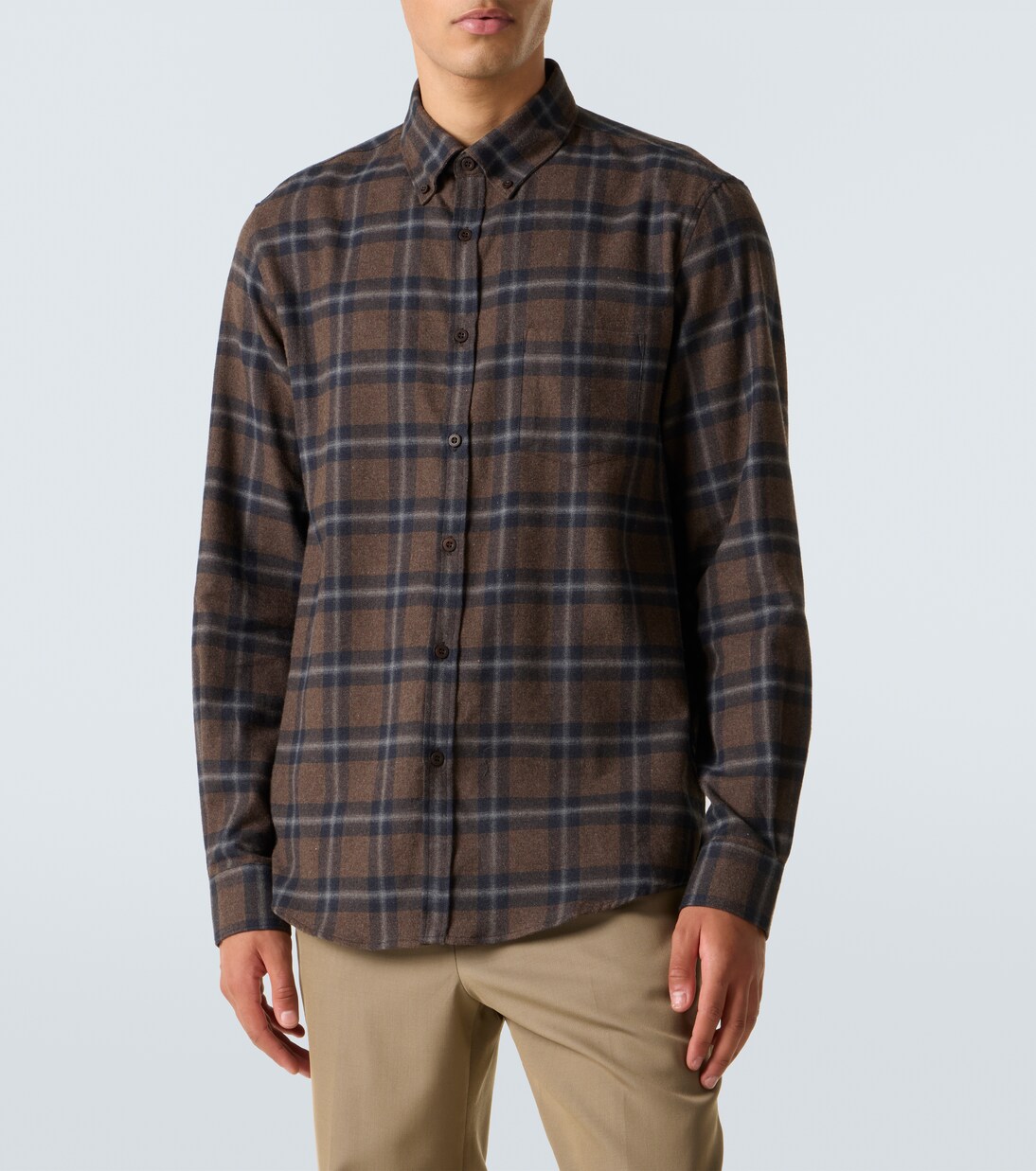 Checked cotton flannel shirt | Sunspel