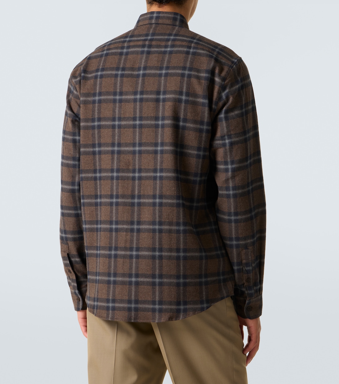 Checked cotton flannel shirt | Sunspel
