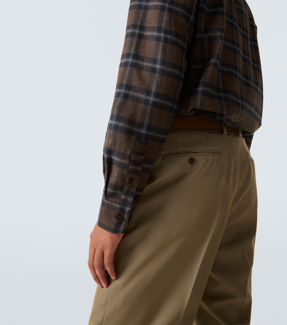 Checked cotton flannel shirt | Sunspel