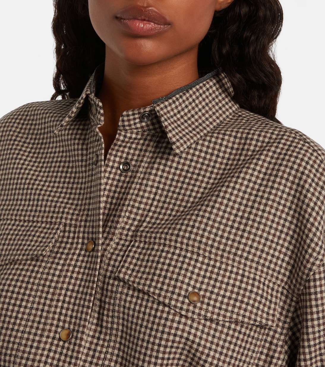 Checked virgin wool overshirt | Brunello Cucinelli