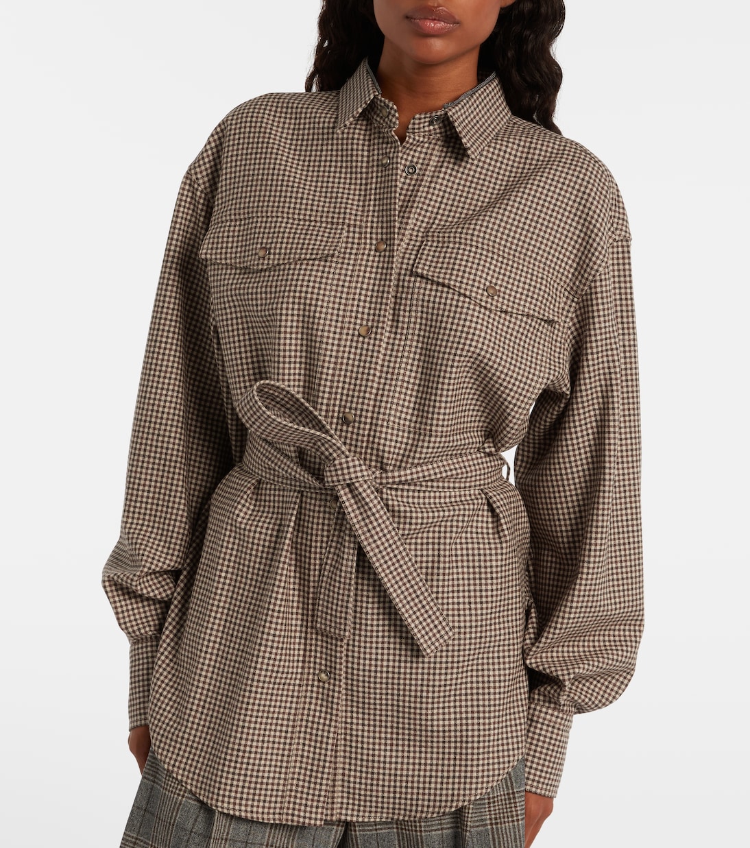 Checked virgin wool overshirt | Brunello Cucinelli