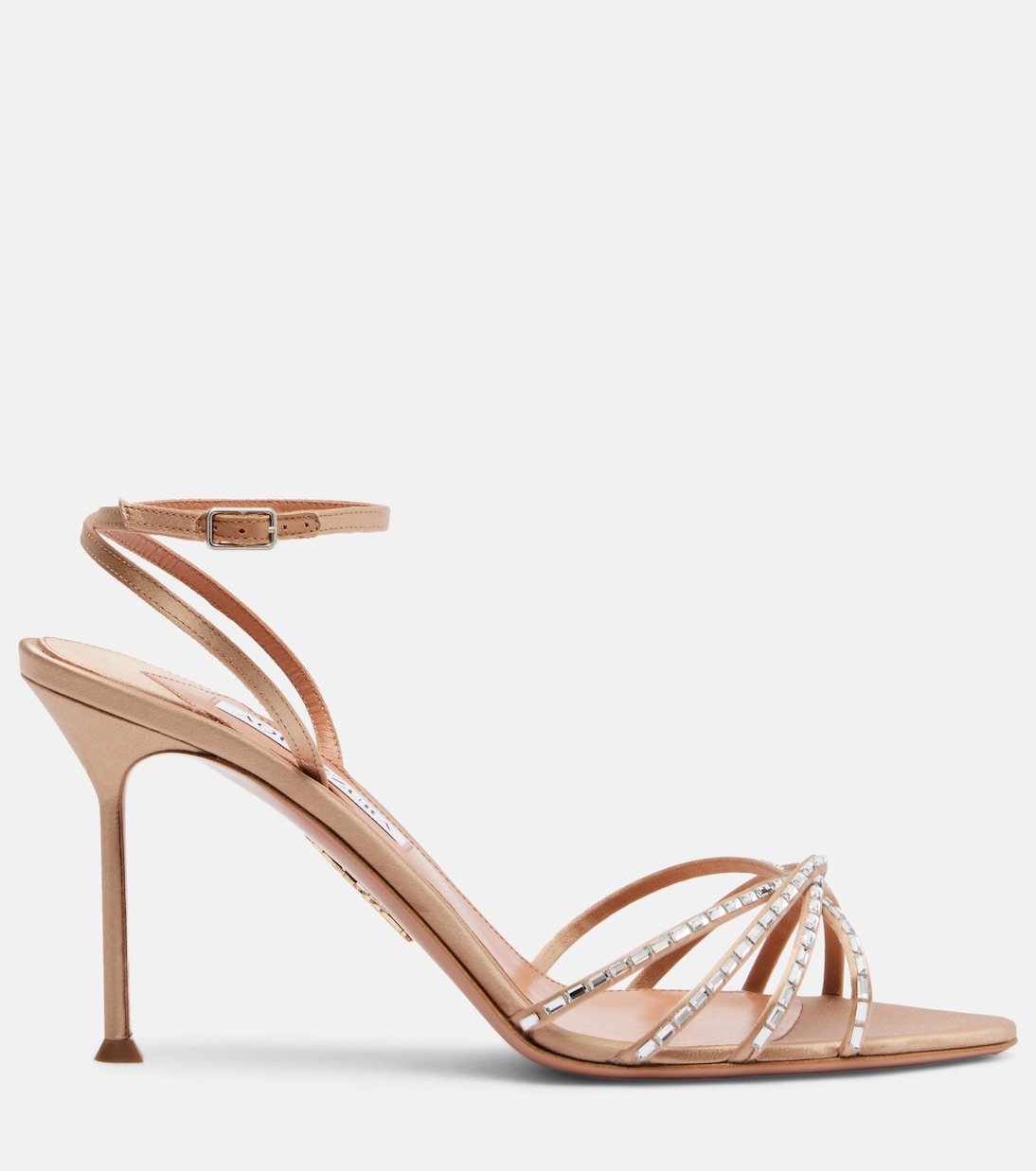 Sandali Tell Me 85 in raso con cristalli | Aquazzura