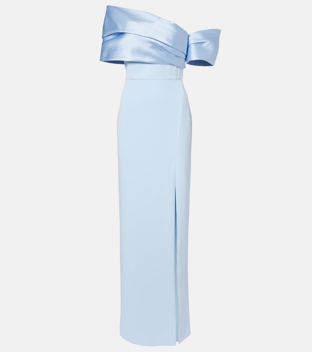 Alexis asymmetric off-shoulder gown | Solace London