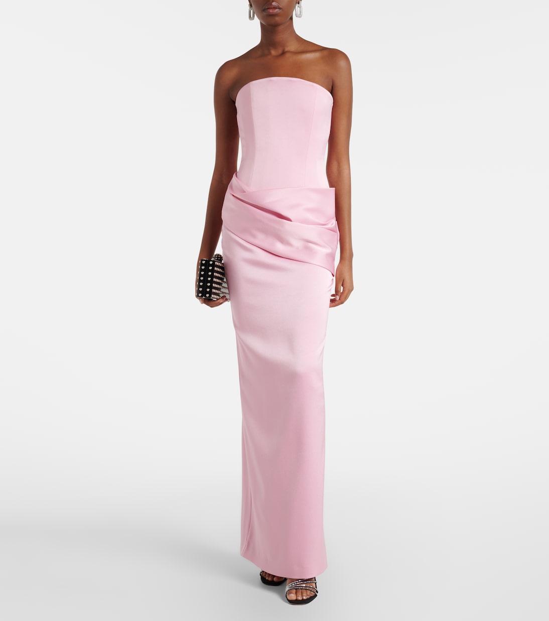 Draped satin crêpe bustier gown | Alex Perry