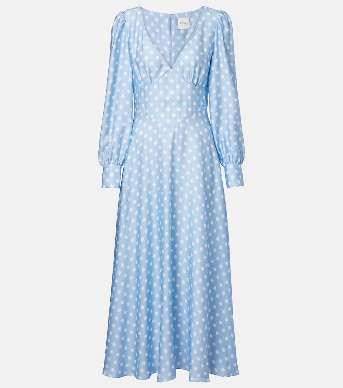 Tilly polka-dot satin midi dress | Posse