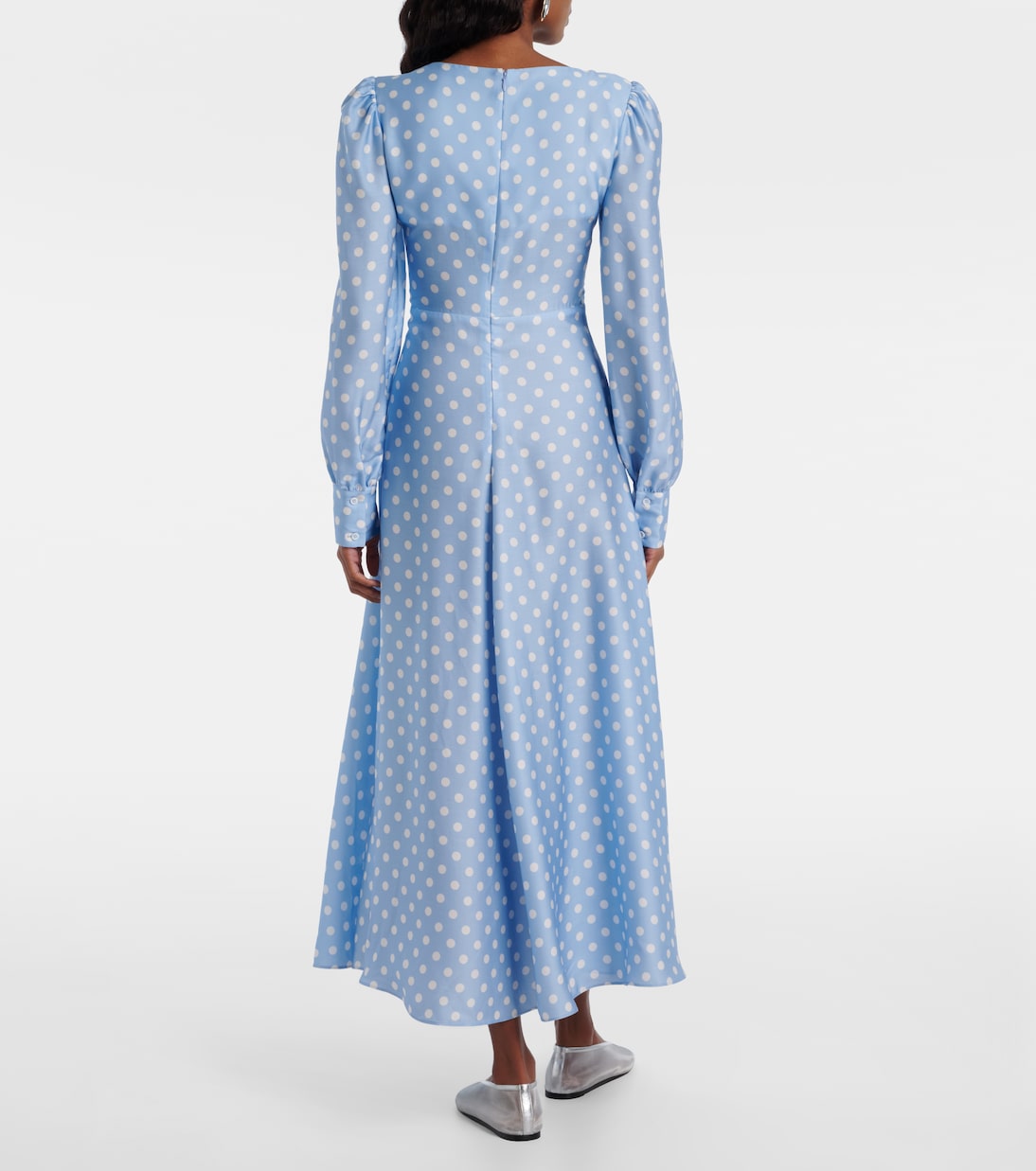 Tilly polka-dot satin midi dress | Posse