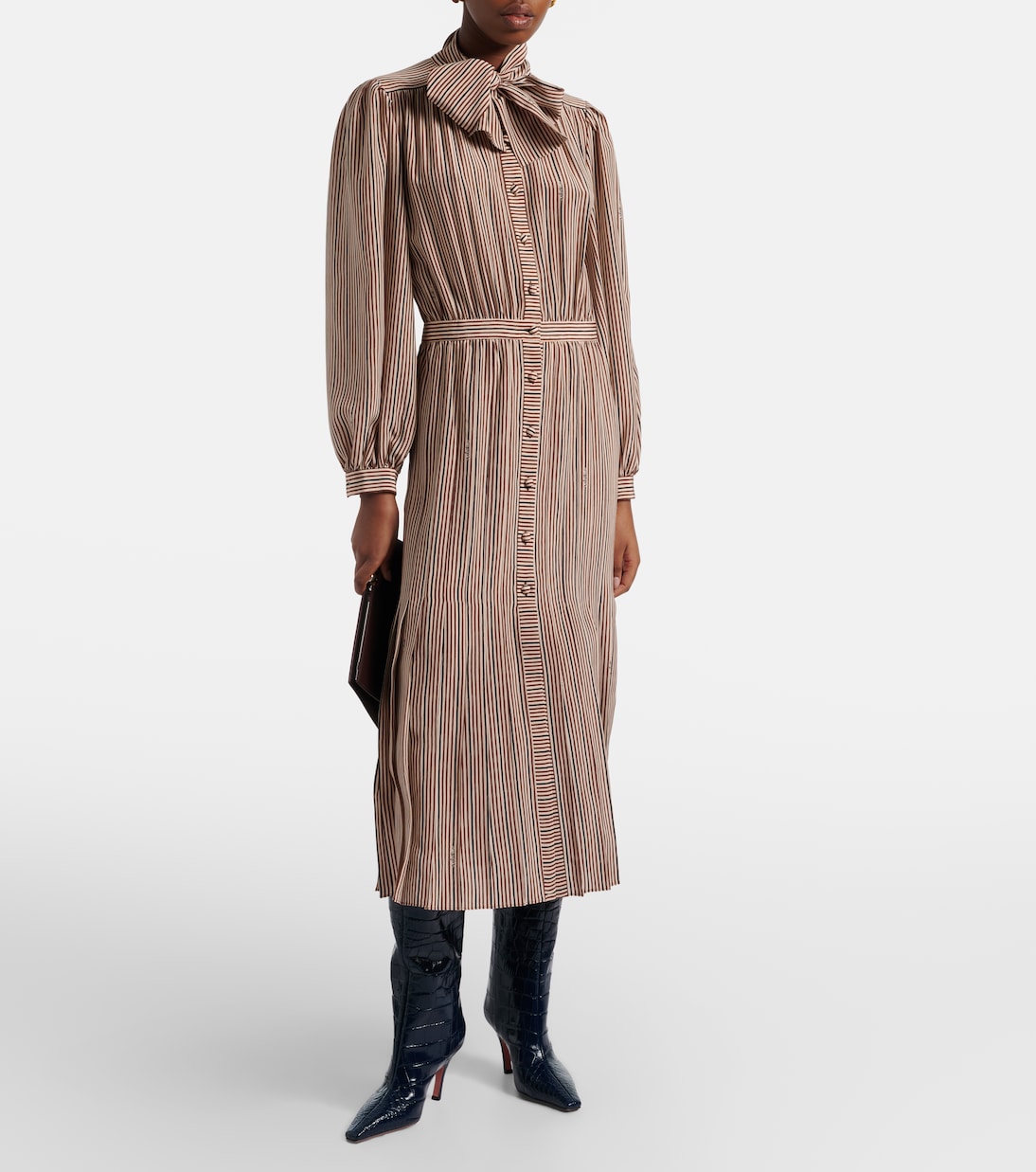 Mona croc-effect leather knee-high boots | Amina Muaddi