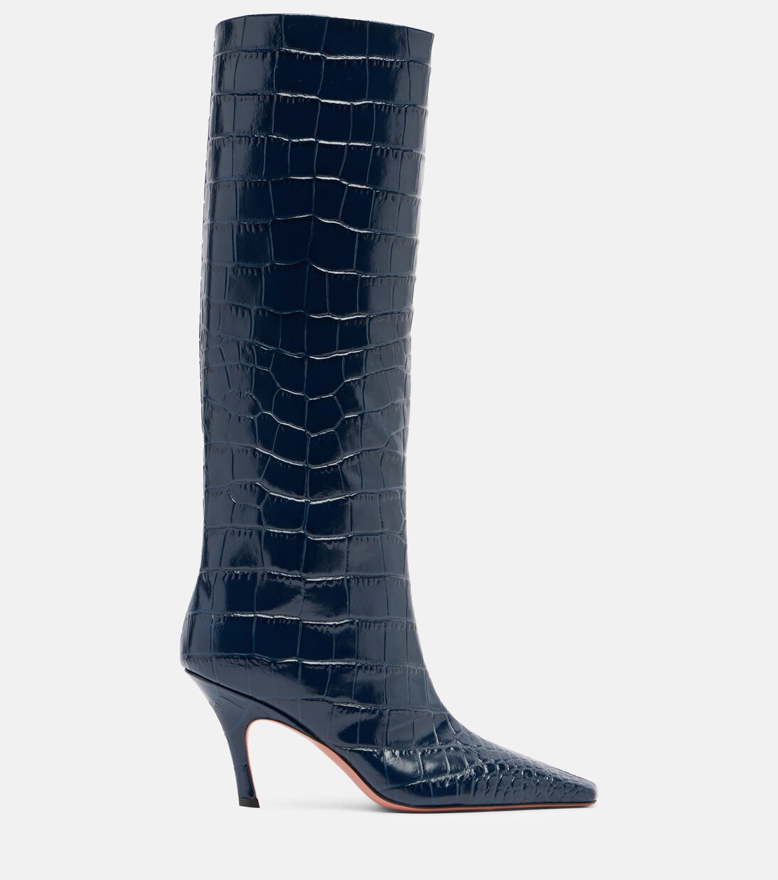 Mona croc-effect leather knee-high boots | Amina Muaddi