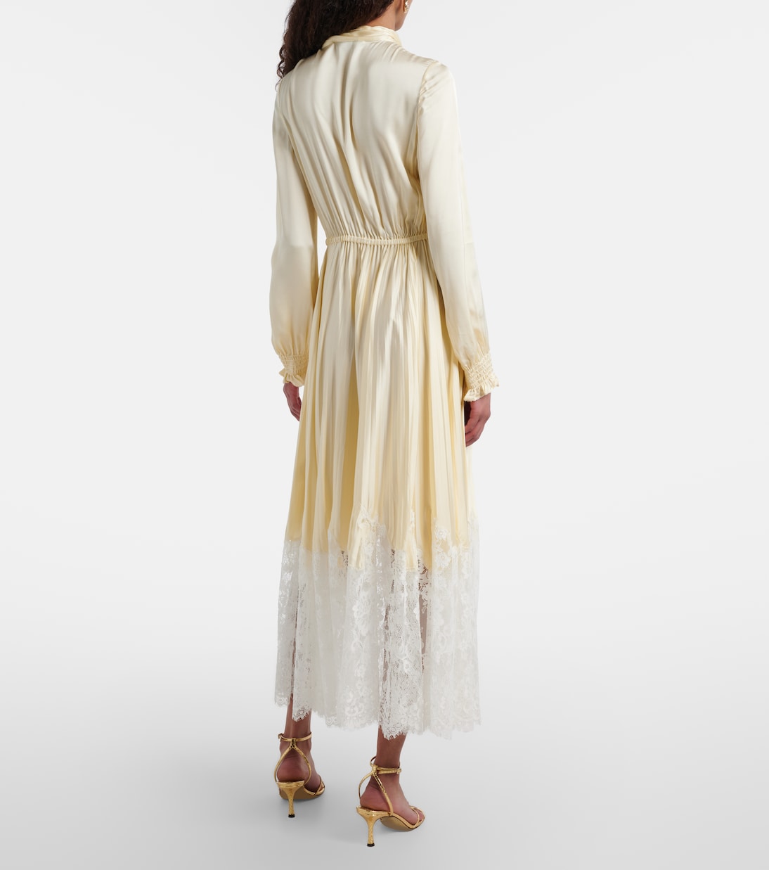 Midikleid aus Satin mit Spitze | Self-Portrait