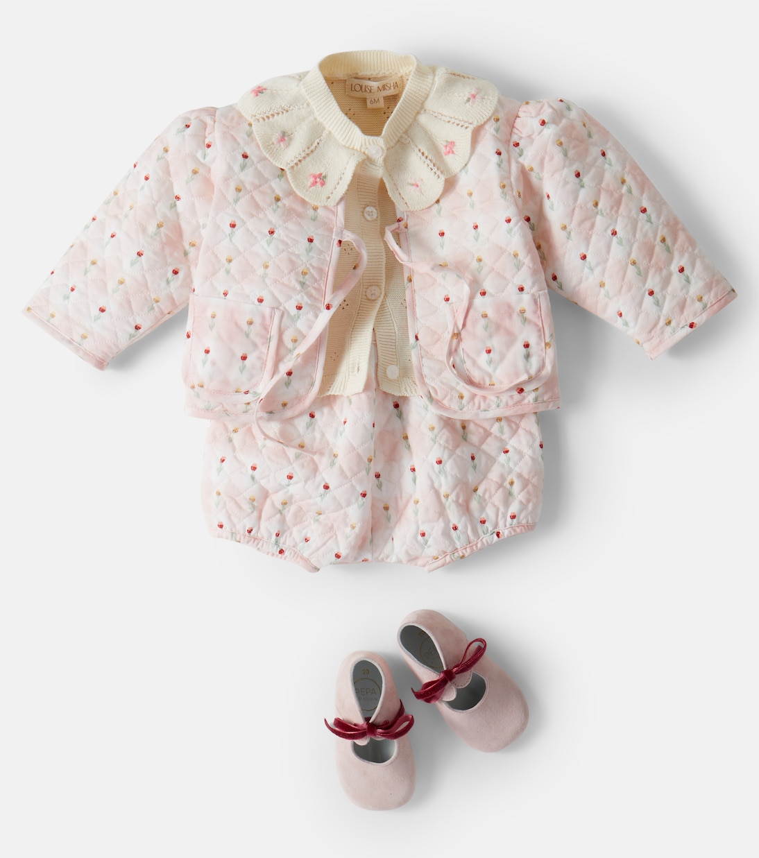 Baby floral quilted jacket and shorts set | Bebe Organic