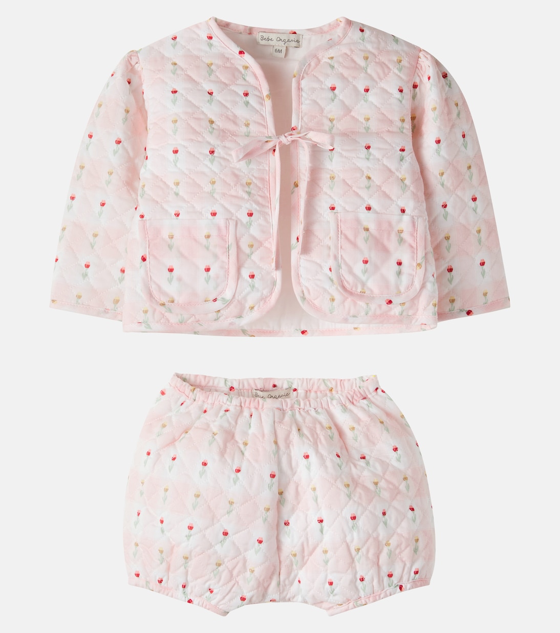 Baby floral quilted jacket and shorts set | Bebe Organic