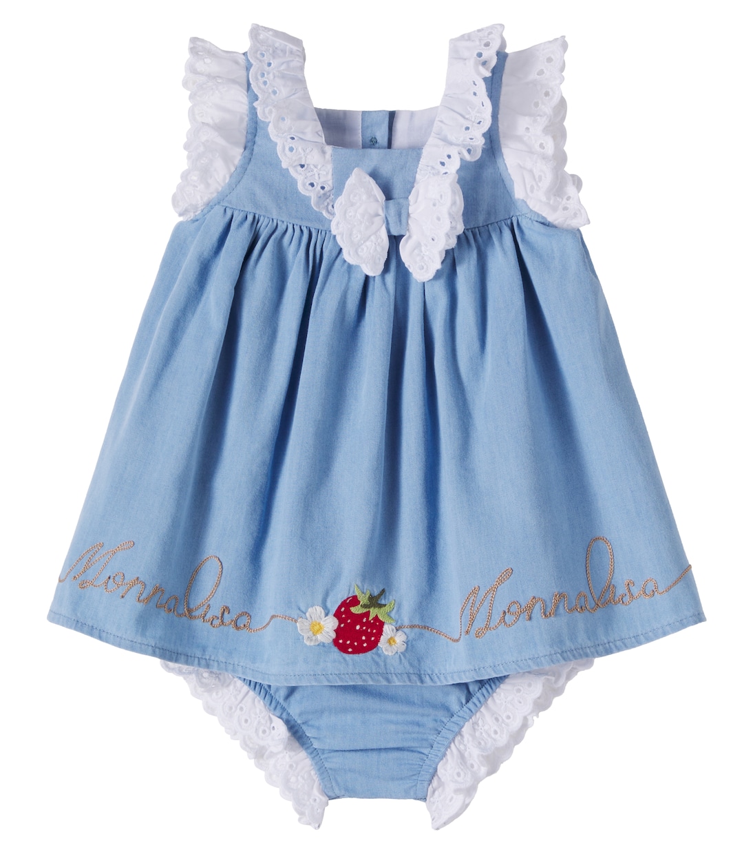 Baby Set aus Kleid und Höschen aus Baumwoll-Chambray | Monnalisa