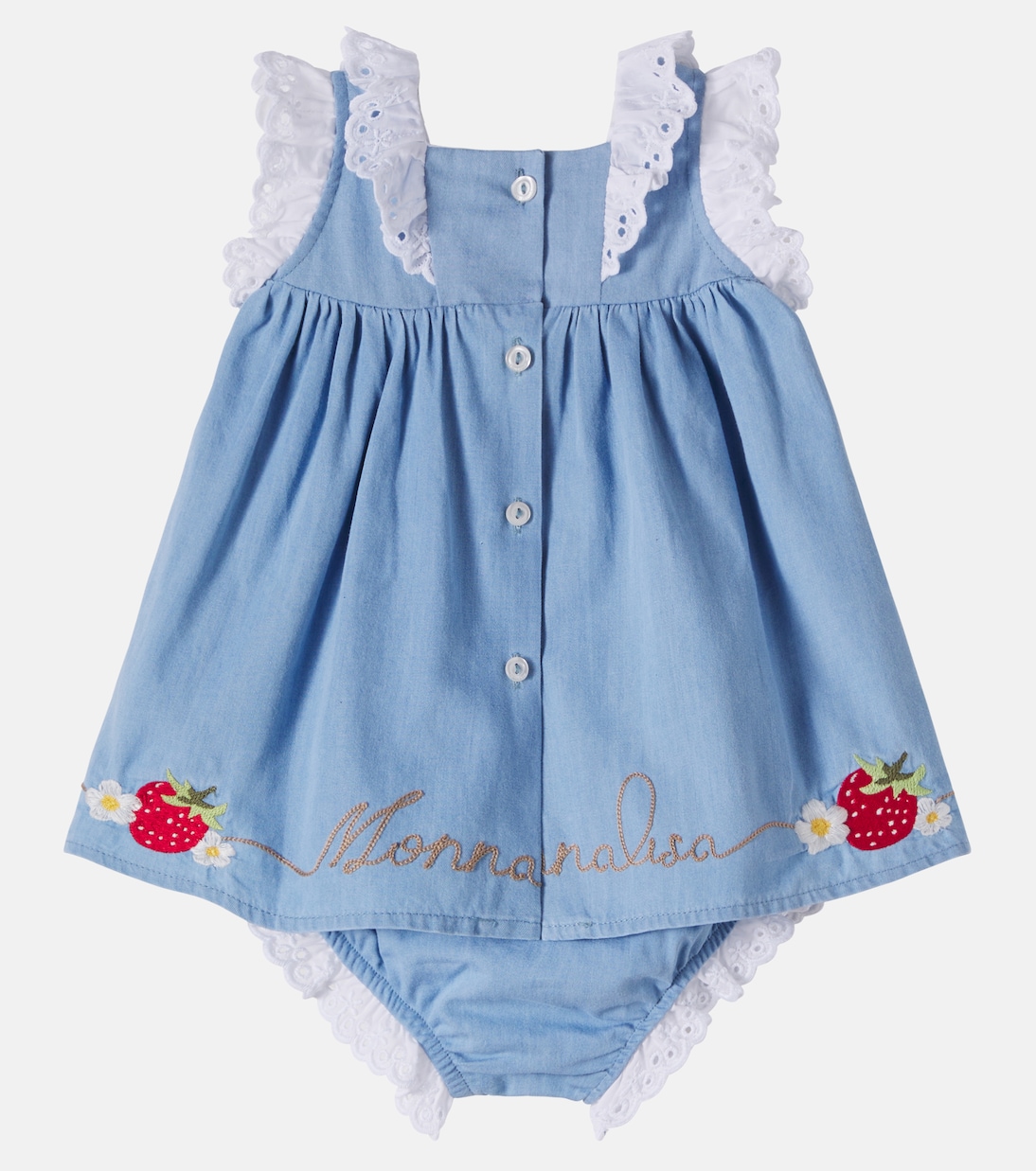 Baby Set aus Kleid und Höschen aus Baumwoll-Chambray | Monnalisa