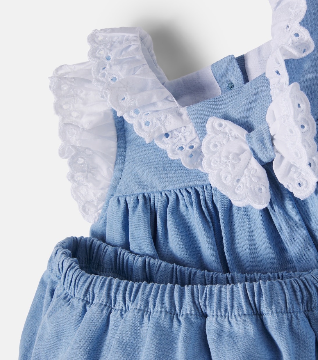 Baby Set aus Kleid und Höschen aus Baumwoll-Chambray | Monnalisa