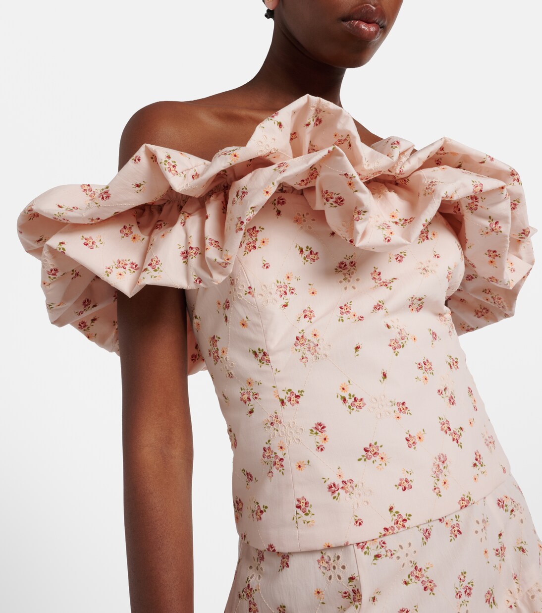 Dalia floral off-shoulder cotton top | Markarian