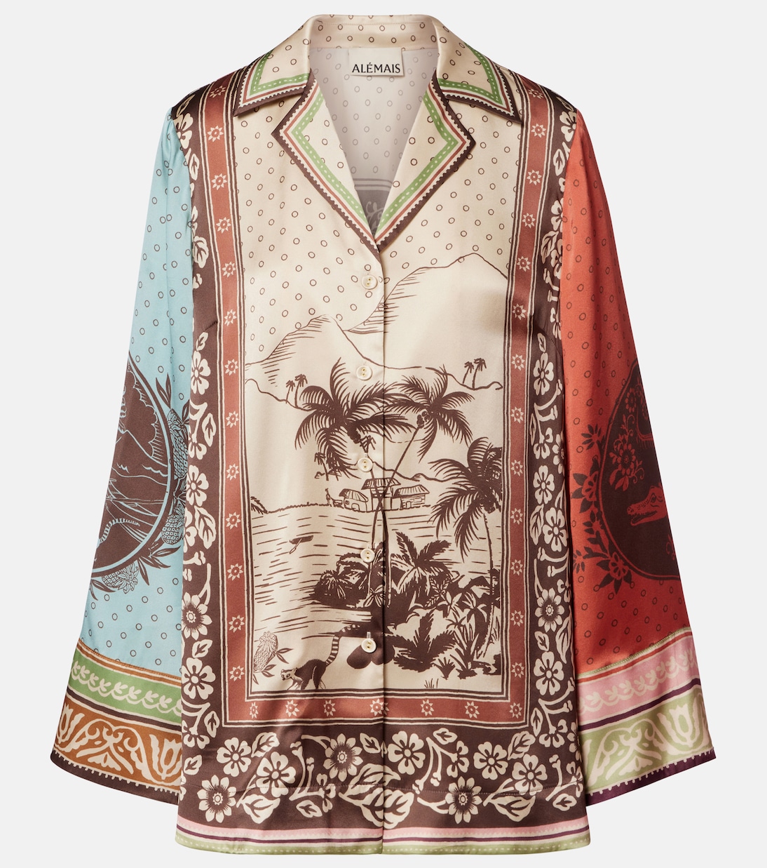 Alberta printed silk satin shirt | Alémais