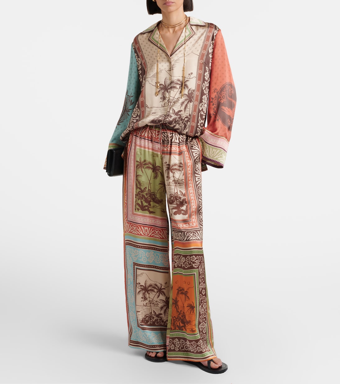 Alberta printed silk satin shirt | Alémais