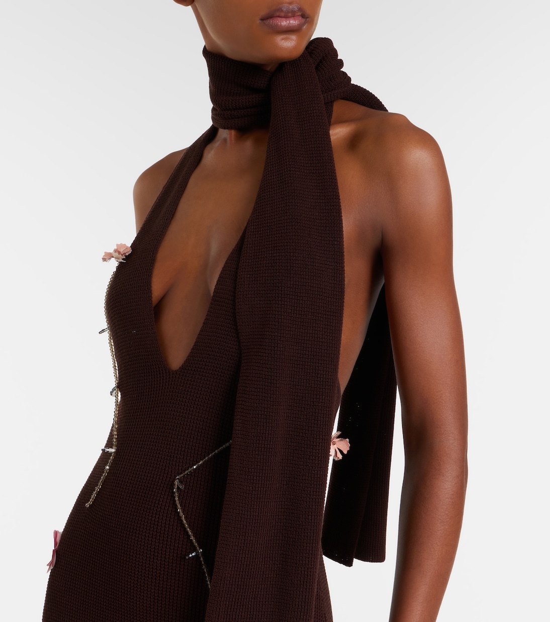 Stem floral-appliqué knitted maxi dress | Aya Muse