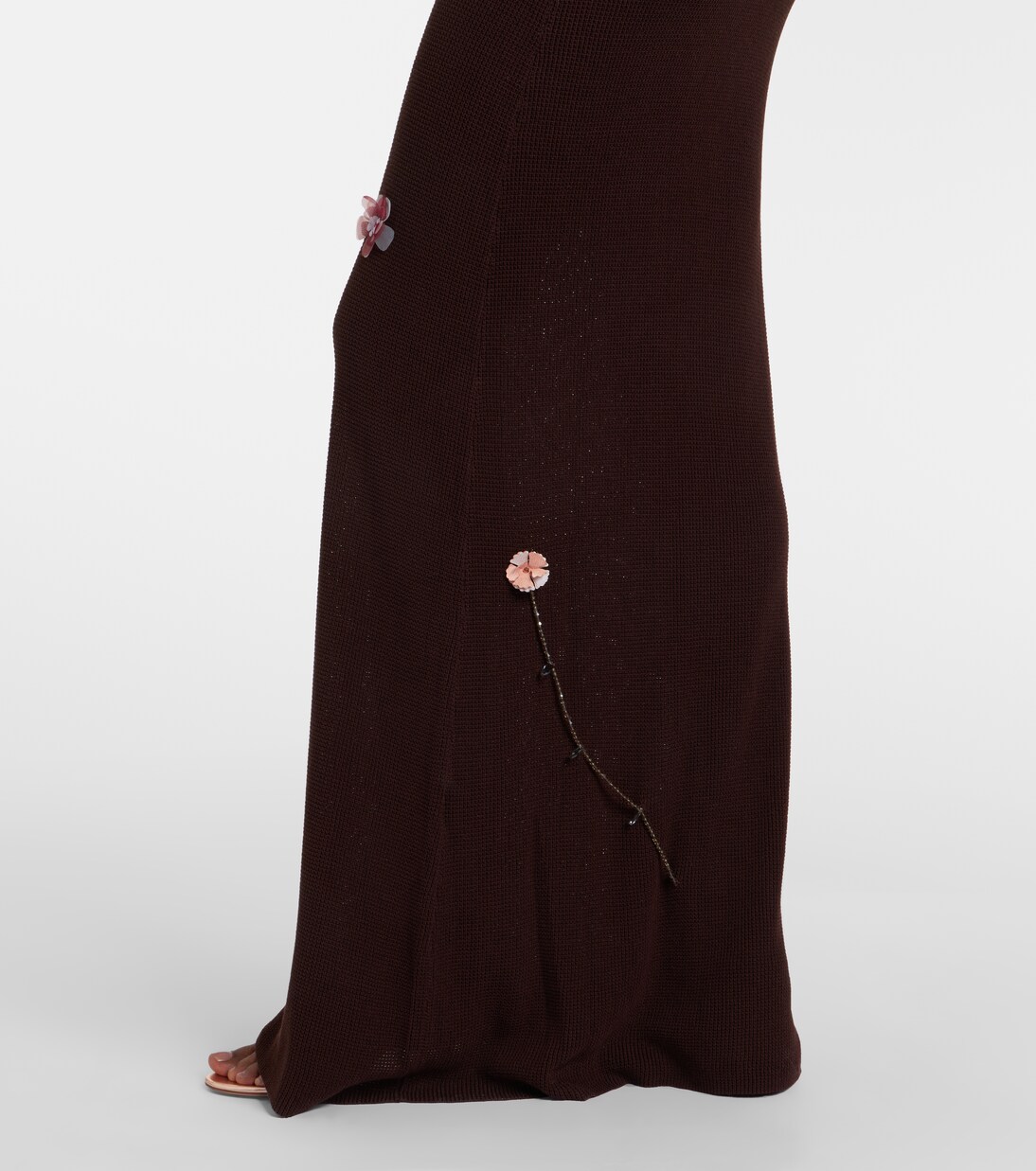Stem floral-appliqué knitted maxi dress | Aya Muse