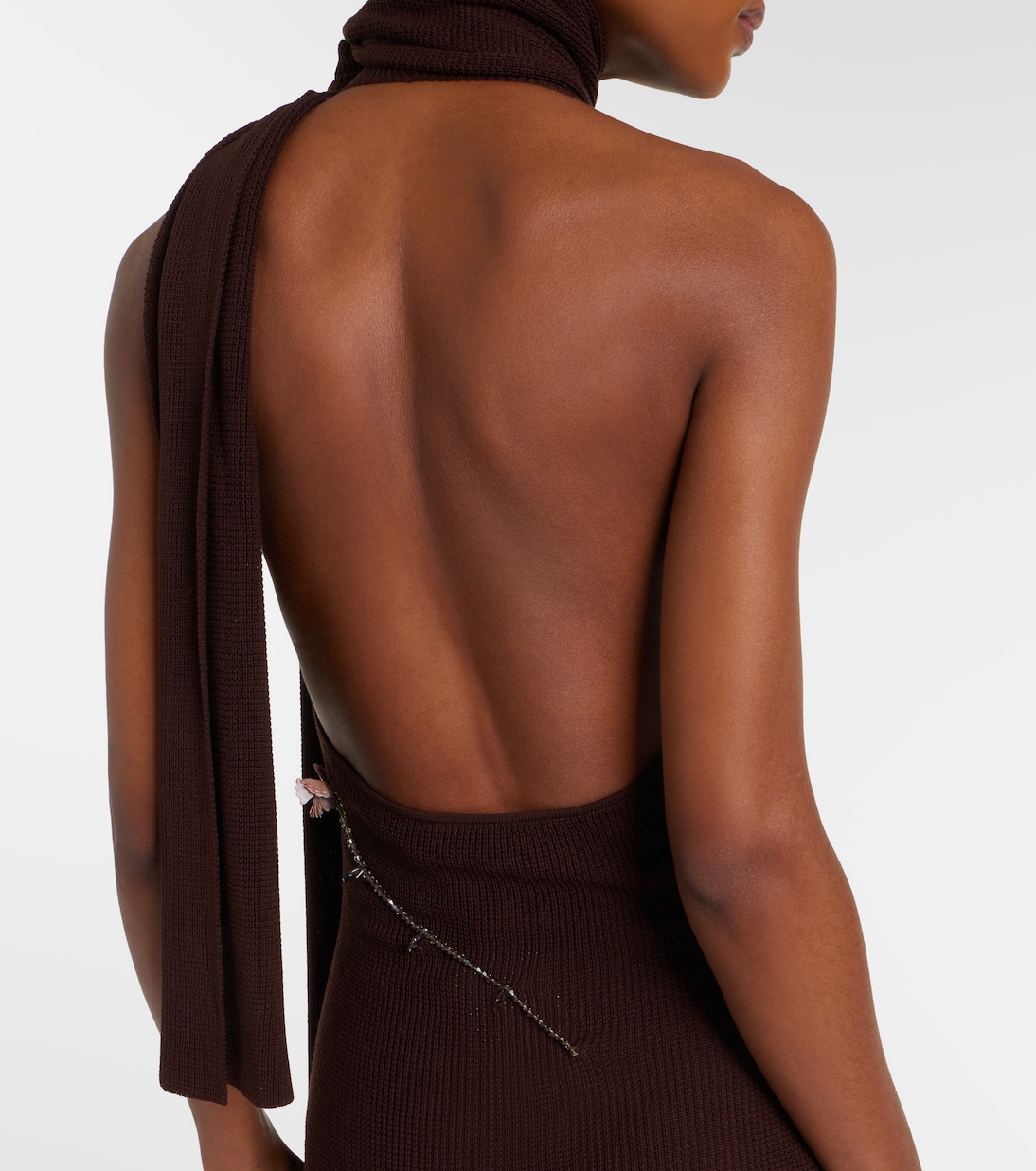 Stem floral-appliqué knitted maxi dress | Aya Muse