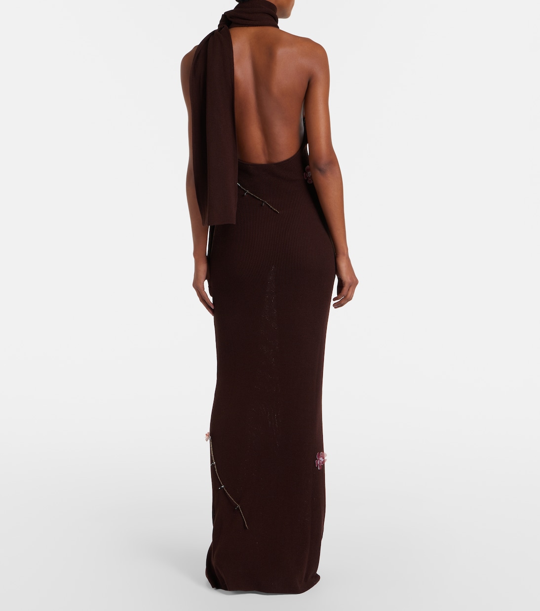 Stem floral-appliqué knitted maxi dress | Aya Muse