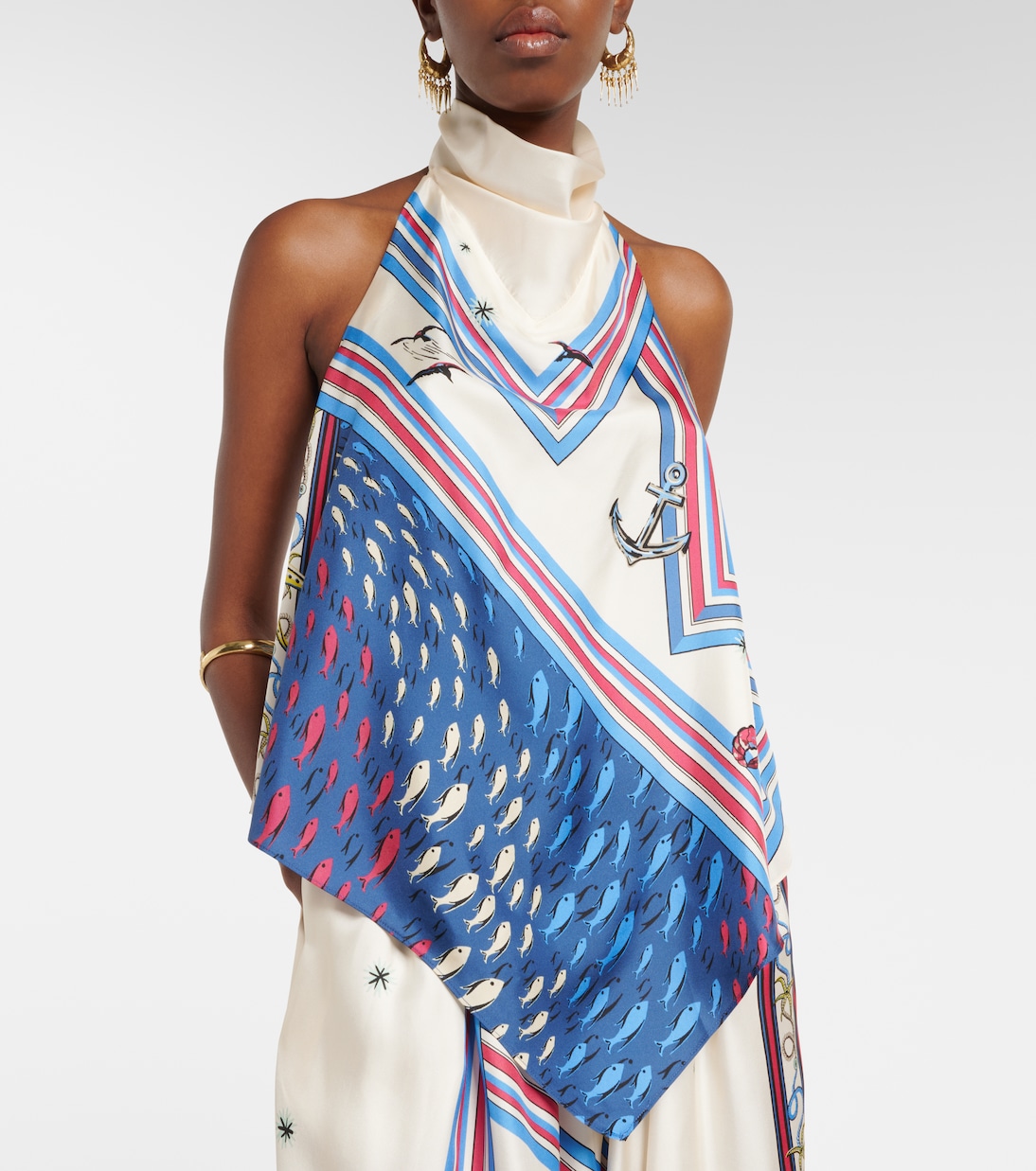 Top Apollo in raso di seta con stampa | Alémais