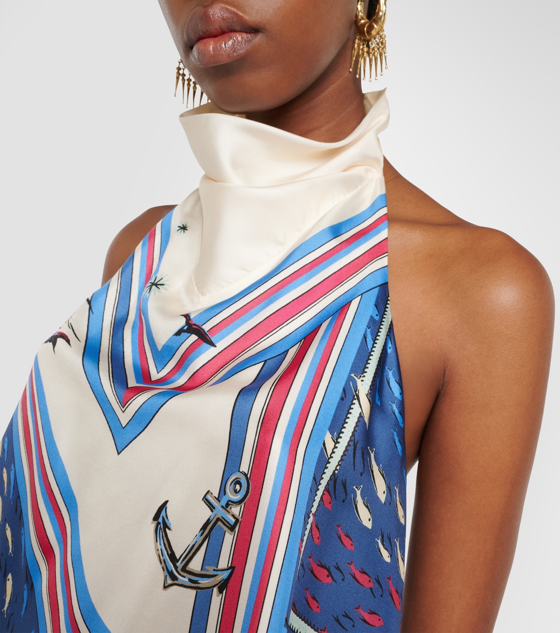 Top Apollo in raso di seta con stampa | Alémais