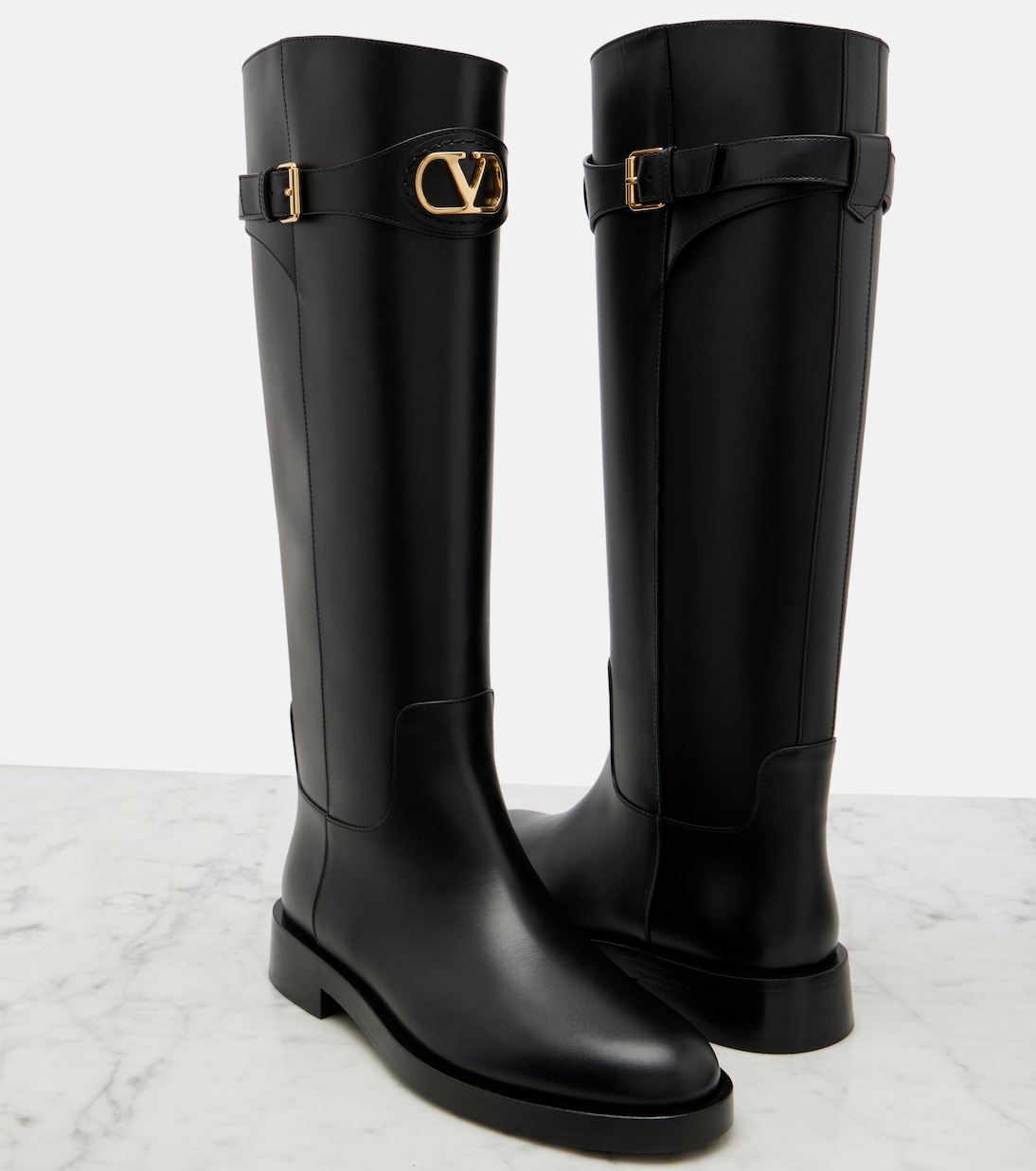 VLogo leather knee-high boots | Valentino Garavani