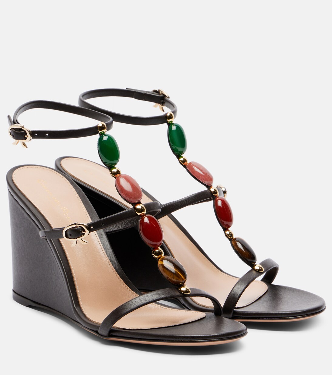 Verzierte Wedge-Sandalen aus Leder | Gianvito Rossi