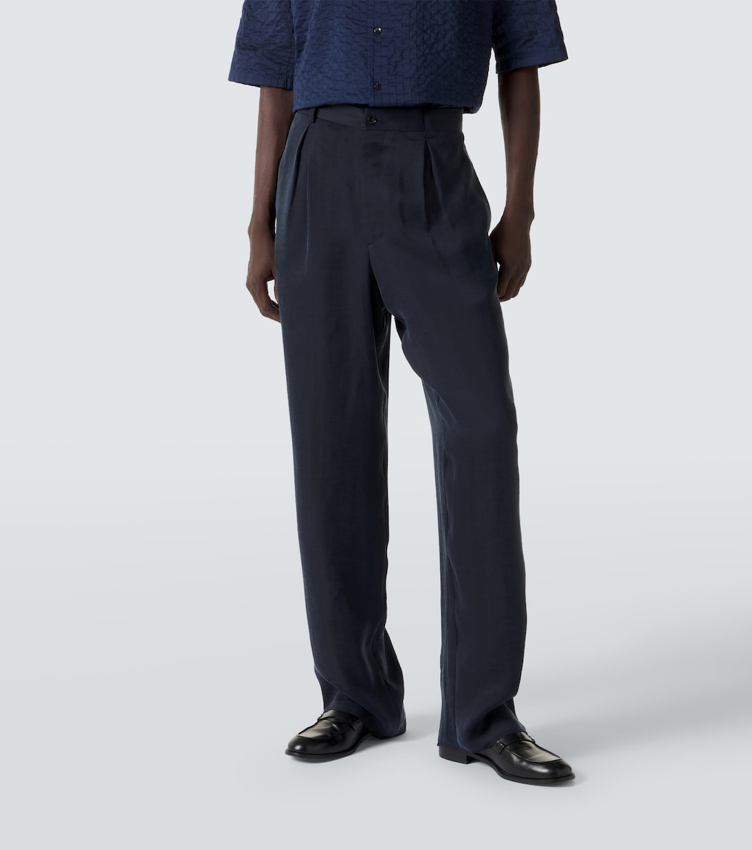 Pleated satin wide-leg pants | Giorgio Armani