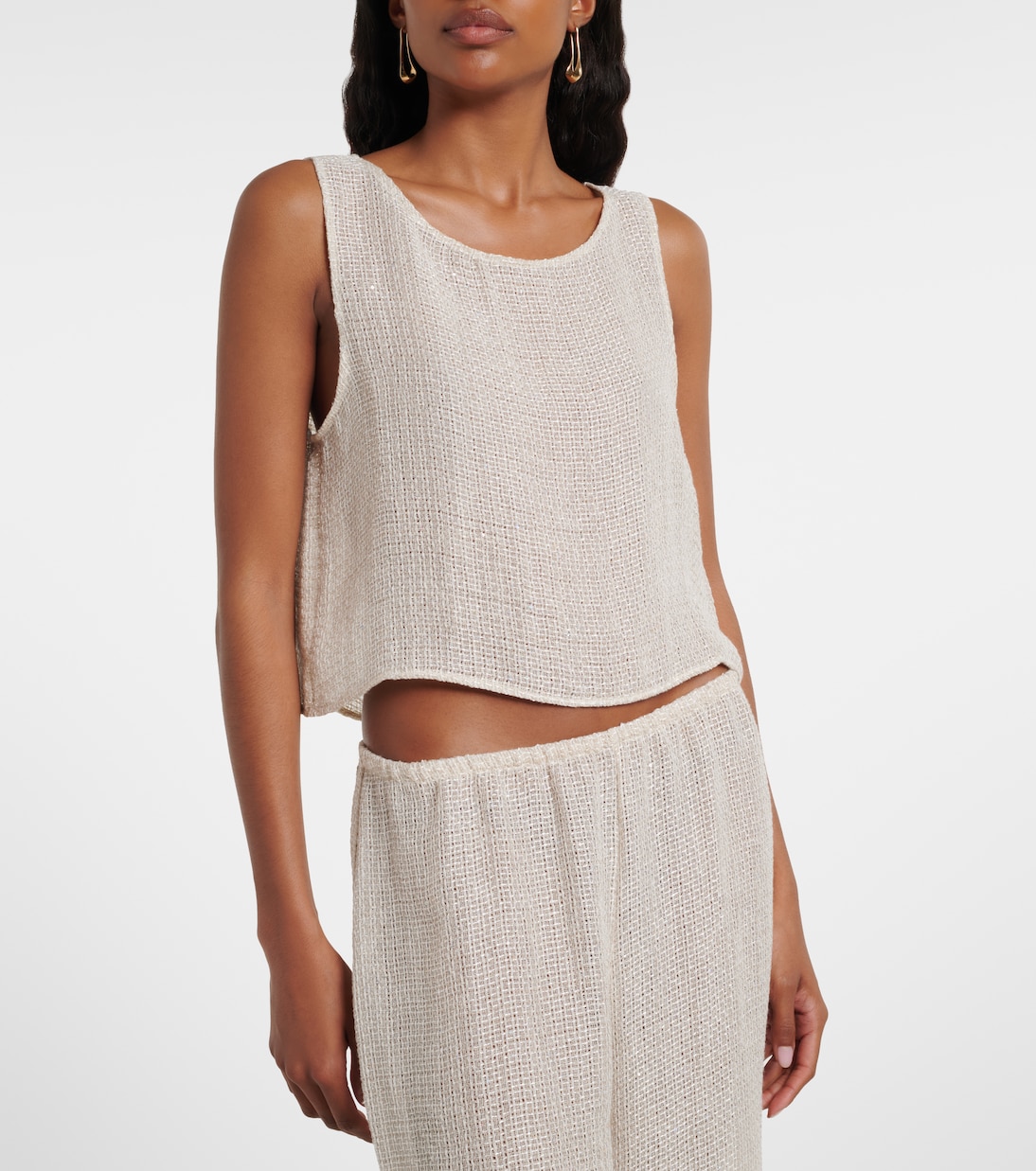 Stella sequined linen-blend tank top | Leset