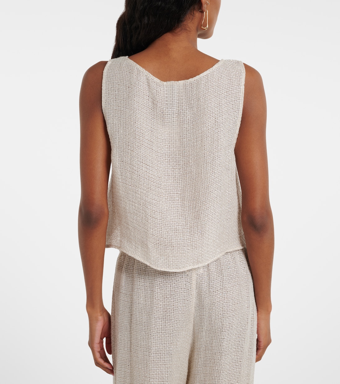 Stella sequined linen-blend tank top | Leset